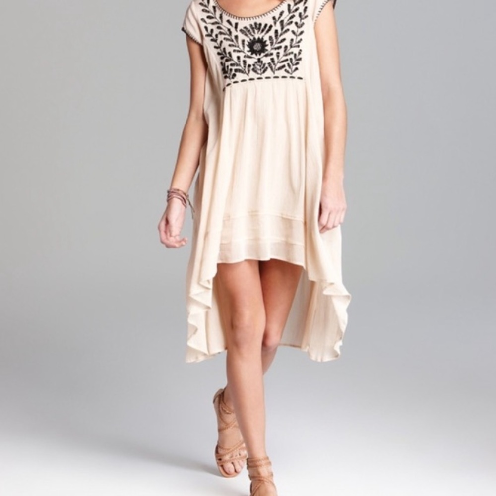 Free People Marina cream embroidered hi-low dress